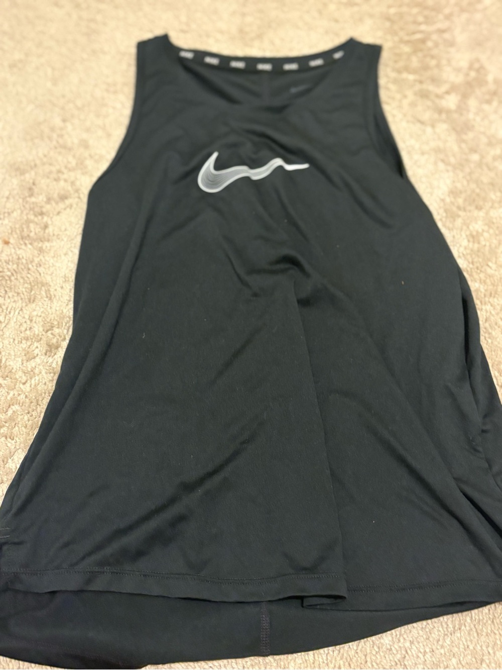 Nike Men’s Black Swim Rash Guard Tank with Silver Swoosh